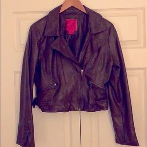 Pink Envelope faux leather jacket